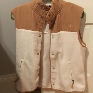 The North Face Camel and Cream Fleece Vest